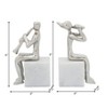 Sagebrook Home Set of 2 Metal Musician Bookends - Contemporary Marble and Aluminum Silver Decorative Bookend Sculptures - 3 of 4
