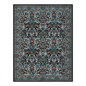 2x6 FT Modern Washable Area Rug, Floral Throw Carpet with Non Slip Backing, Low Pile Stain Resistant Floor Cover for Living Room, Beige - 1 of 4