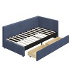 Twin Size Corduroy Upholstered Daybed with Two Storage Drawers and Vertical Striped Design 4S - ModernLuxe - 4 of 4