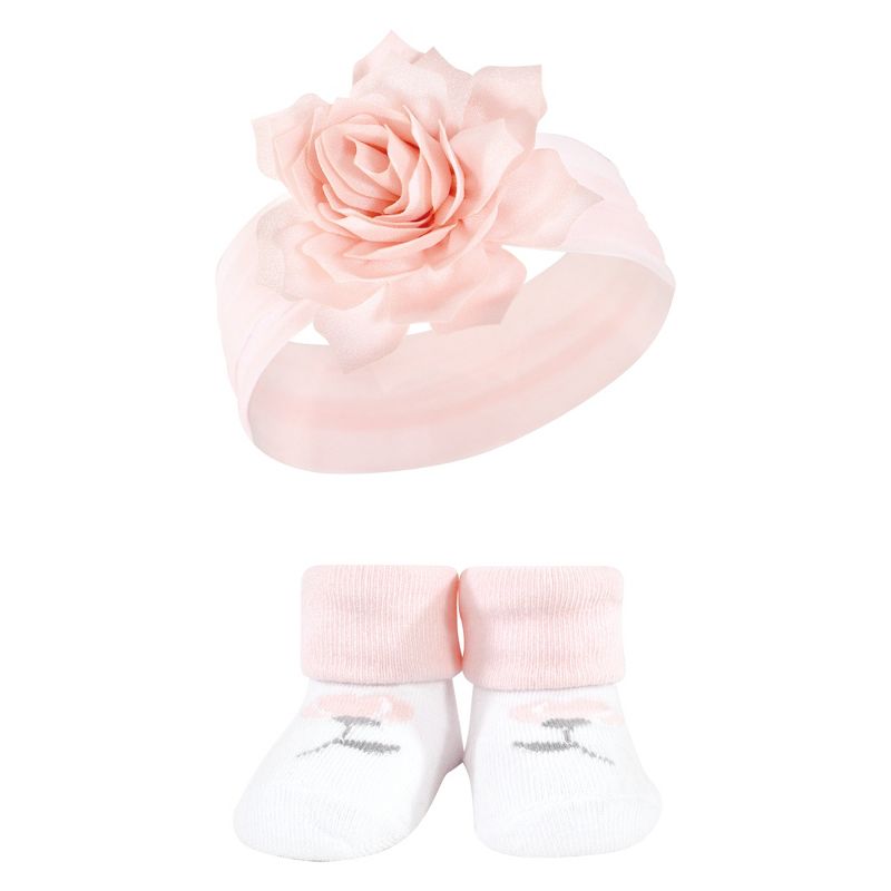 Hudson Baby Infant Girls Headband and Socks Giftset, Pink Black, One Size, 5 of 6