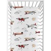 Sweet Jojo Designs Boy Fitted Crib Sheets Set Airplane Blue Red and Grey 2pc - 2 of 4
