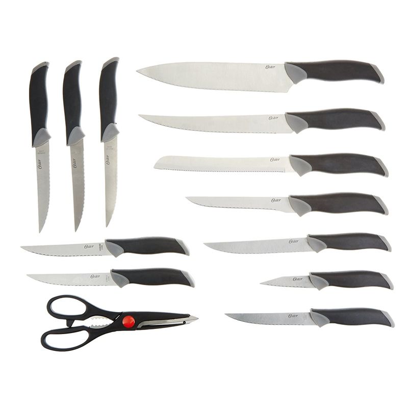 Oster Lingbergh 14 Piece Stainless Steel Cutlery Knife Set with Pine Wood Block, 4 of 8