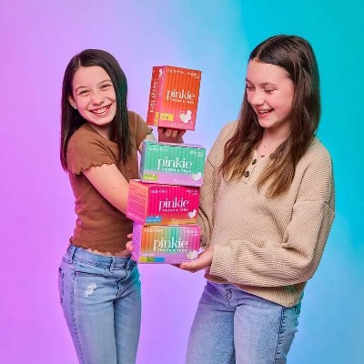 Pinkie Tween & Teen Ultra-Thin Organic Topsheet Pads with Wings - Size Regular - 18ct