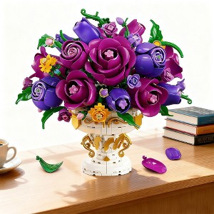 Purple Rose Bouquet Building Sets for Kids and Adults Aged 10+ - 1 of 4