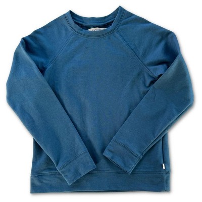 Kids' Organic Raglan Lightweight Sweatshirt Peacock Blue - Jackalo
