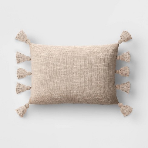 Oversized Textural Woven Lumbar Throw Pillow Cream - Threshold™ : Target