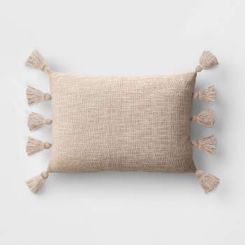 Textured Woven Lumbar Throw Pillow with Tassels - Threshold™