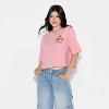 Women's Strawberry Dessert Boxy Cropped Short Sleeve Graphic T-Shirt - Rose Pink - 2 of 3