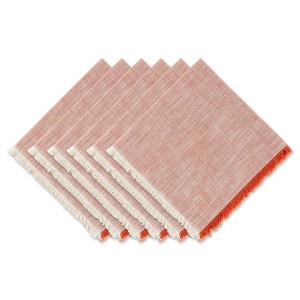 Design Imports Burnt Orange Tonal Fringe Napkin Set/6 - 1 of 4