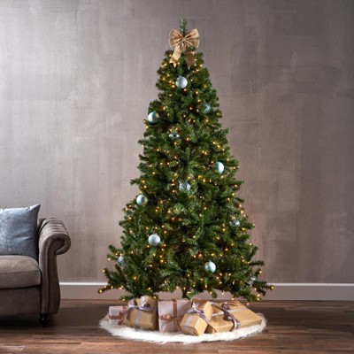 INFURNIC Artificial Trees 7FT Noble Hinged Christmas Tree with Clear Lights for Holiday Decor, Green, 48"*48"*84"