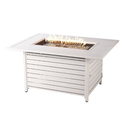 Oakland Living Aluminum Rectangle 48" x 36" 55000 BTUs Propane Outdoor Patio Dining Table with Fire Pit Glass with Two Covers