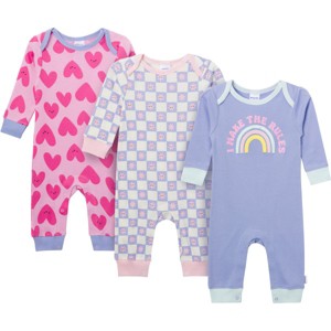 Onesies Brand Baby Girls' 3-Pack Lap Shoulder Footless Pajamas - 1 of 4