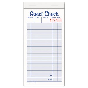 Adams Guest Check Pad, Two-Part Carbonless, 6.38 x 3.38, 50 Forms Total - 1 of 4