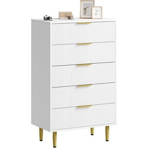 TackView Fluted Dresser with Drawers - Wooden Chest with Metal Handle & Feet for Bedroom, Living Room & Hallway - 1 of 4