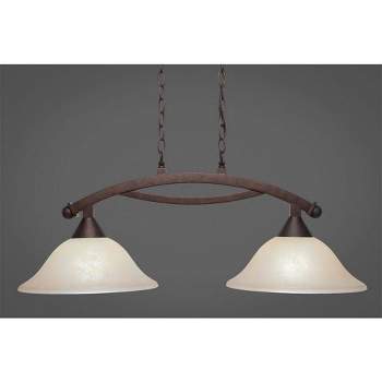 Toltec Lighting Bow 2 - Light Island Pendant Light in  Bronze with 12" Amber Marble Shade