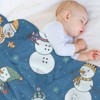 DSANE Christmas Snowman in Hats Blue Christmas Throw Blanket Soft Fleece Christmas Blanket Cozy Flannel Throw for Couch Bed - 4 of 4