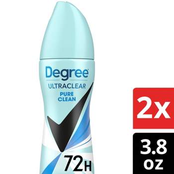 Degree Ultra Clear Black + White Pure Clean Antiperspirant & Deodorant Dry Spray - 3.8oz/2ct