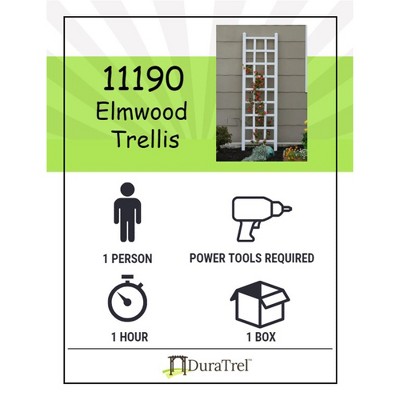 Elmwood 22" x 75" White Vinyl Garden Trellis