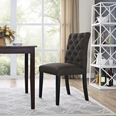 Brown Upholstered High Back Parsons Side Chair