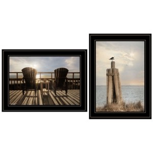 Gulches "By The Sea By" 2-Piece Vignette by Lori Deiter - Black Framed Print, Ready-to-Hang Wood Art for Living Rooms, Coastal Homes - 1 of 4