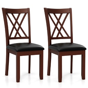 Tangkula Set of 2 Dining Chair Kitchen Chair with Backrest Padded Seat & Rubber Wood Legs - 1 of 4