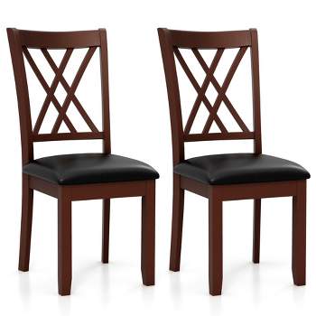 Tangkula Set of 2 Dining Chair Kitchen Chair with Backrest Padded Seat & Rubber Wood Legs