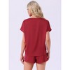 INSPIRE CHIC Women's Satin Silky Pajama Set Short Sleeve Round Neck Top Slit Shorts Sleepwear Set - 4 of 4