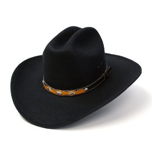 Western Express Black Felt Finish Western Cattleman Hat with Black and Brown Concho Hat Band - 1 of 4