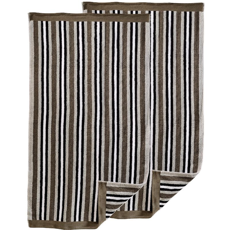 Cotton Modern Stripe 2-Piece Quick Drying Bath Towel Set by Blue Nile Mills, 4 of 8