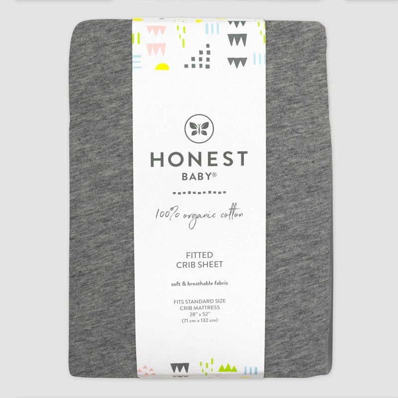 Honest Baby Organic Cotton Fitted Crib Sheet - Charcoal Gray, 3 of 4