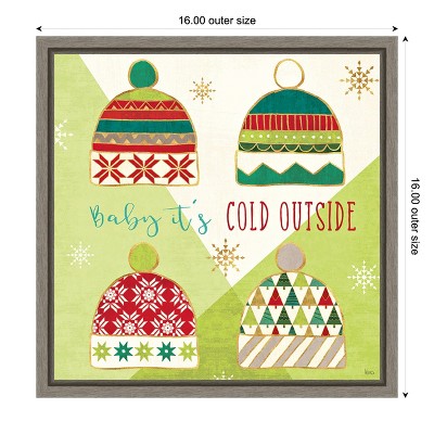 Amanti Art Winter Wishes III (Hat) by Veronique Charron Canvas Wall Art Print Framed 16 x 16-in.