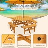 Dexmalle 8-person Round Wooden Picnic Table Outdoor Table w/ Umbrella Hole & Benches - 2 of 4