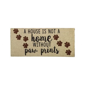 Evergreen A House is Not a Home Without Paw Prints Burlap Sassafras Switch Mat - 1 of 4