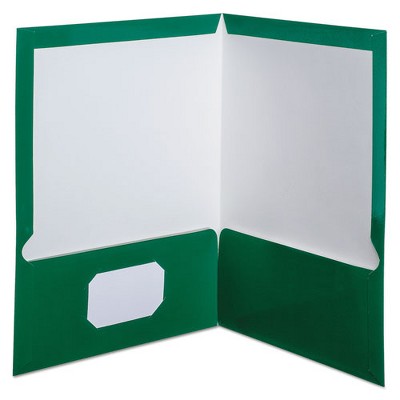 Oxford High Gloss Laminated Paperboard Folder 100-Sheet Capacity Green 25/Box 51717