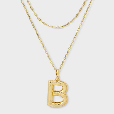 14K Gold Dipped Cubic Zirconia Duo Initial Multi-Strand Necklace - A New Day™ Gold