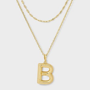 14K Gold Dipped Cubic Zirconia Duo Initial Multi-Strand Necklace - A New Day™ Gold - 1 of 4