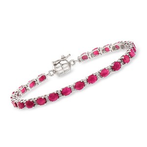 Ross-Simons 7.00 ct. t.w. Ruby and .20 ct. t.w. White Topaz Tennis Bracelet in Sterling Silver With Magnetic Clasp - 1 of 3