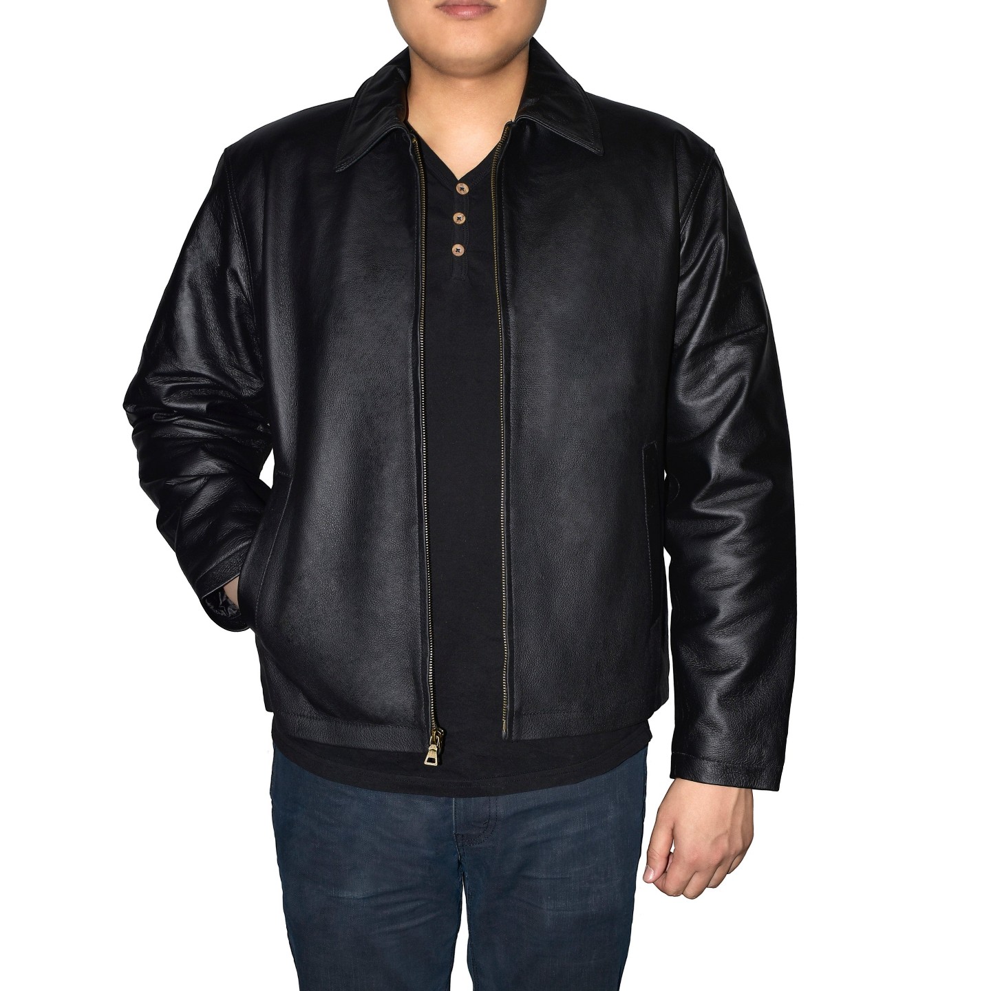 Мужская куртка Victory Outfitters Genuine Leather Straight Jacket Black, цвет: Чёрный — фото 1