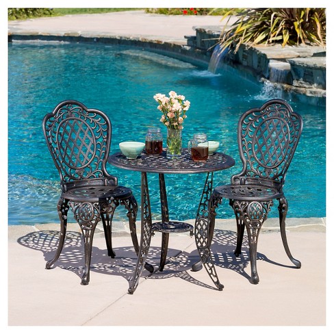 Cast iron bistro discount set 4 chairs