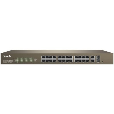 Tenda TEF1226P 24-Port 10/100 Mbps+2 Gigabit Web Smart POE Switch w/ 370W Output - 24 Ports - 2 Layer Supported - Modular