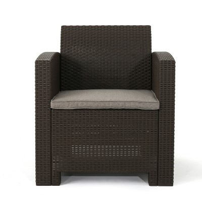 Christopher Knight Home Ellie Outdoor Polypropylene Resin Club Chair with Cushions