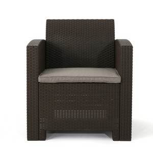 Christopher Knight Home Ellie Outdoor Polypropylene Resin Club Chair with Cushions - 1 of 4