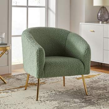 Vicenza Contemporary Wooden Upholstered Polyester Accent Barrel  Chair with Metal Legs for Bedroom and Living Room | Karat Home