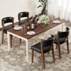 AMERLIFE Upholstered Dining Chairs, Mid-Century Modern Fabric Chairs with Curved Backrest and Pine Wood Legs - 3 of 4