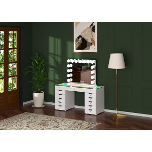 VANITII Eva-RGB Vanity Desk Set with Lights & LED Bulb Light Mirror - 1 of 4