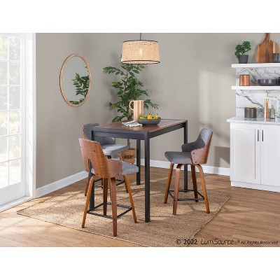 Stella Walnut and Gray Swivel Counter Stools, Set of 2