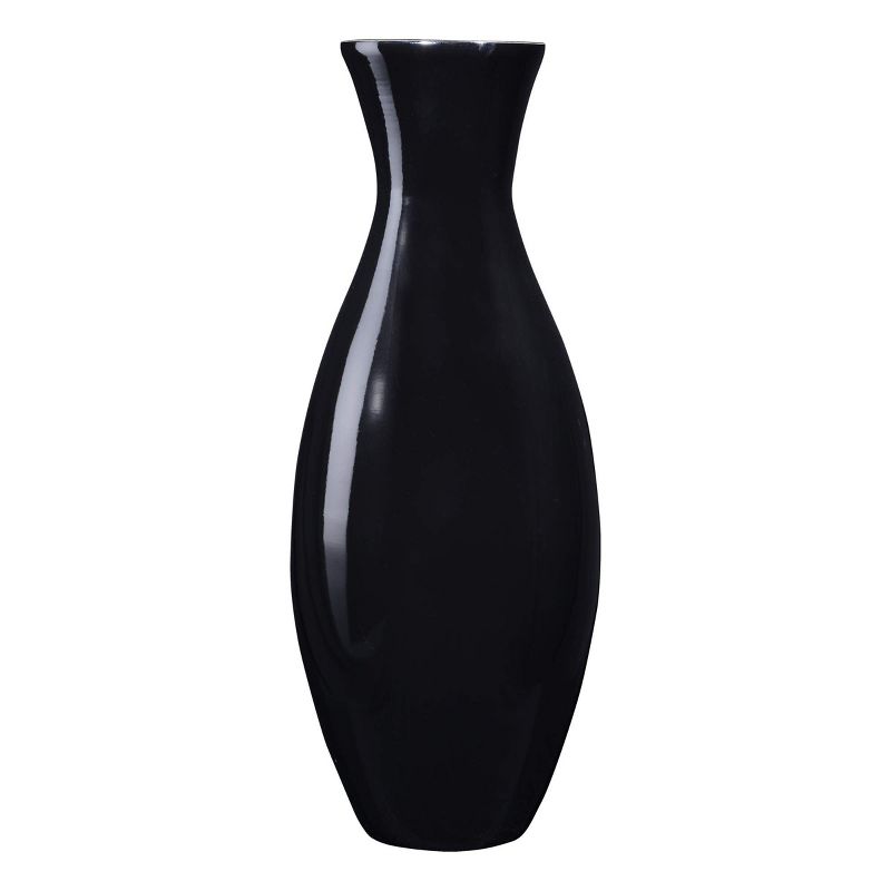 Handcrafted Sustainable Bamboo Vase - Decorative 20-Inch-Tall Teardrop Floor Vase for Silk Plants, Flowers, and Filler Decor by Villacera (Black), 1 of 6