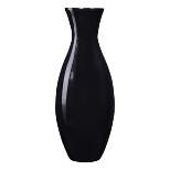 Villacera Handcrafted 20” Tall Black Bamboo Vase | Decorative Classic Floor Vase for Silk Plants, Flowers, Filler Decor | Sustainable Bamboo