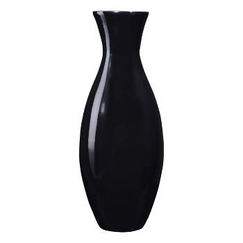Handcrafted Sustainable Bamboo Vase - Decorative 20-Inch-Tall Teardrop Floor Vase for Silk Plants, Flowers, and Filler Decor by Villacera (Black)