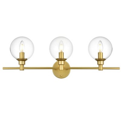 Elegant Lighting Jaelynn 3 light Brass and Clear Bath Sconce